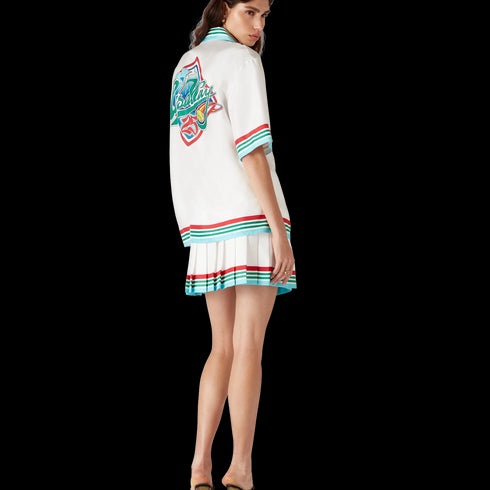 CASABLANCA Casa Way World Series Pleated Silk Skirt Womens Apparel